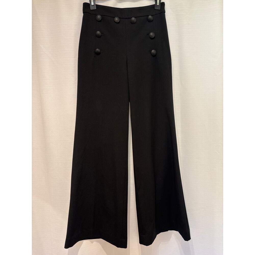 EXPRESS Wide Leg High Rise Black Matte Crested Button Sailor Pants 2S